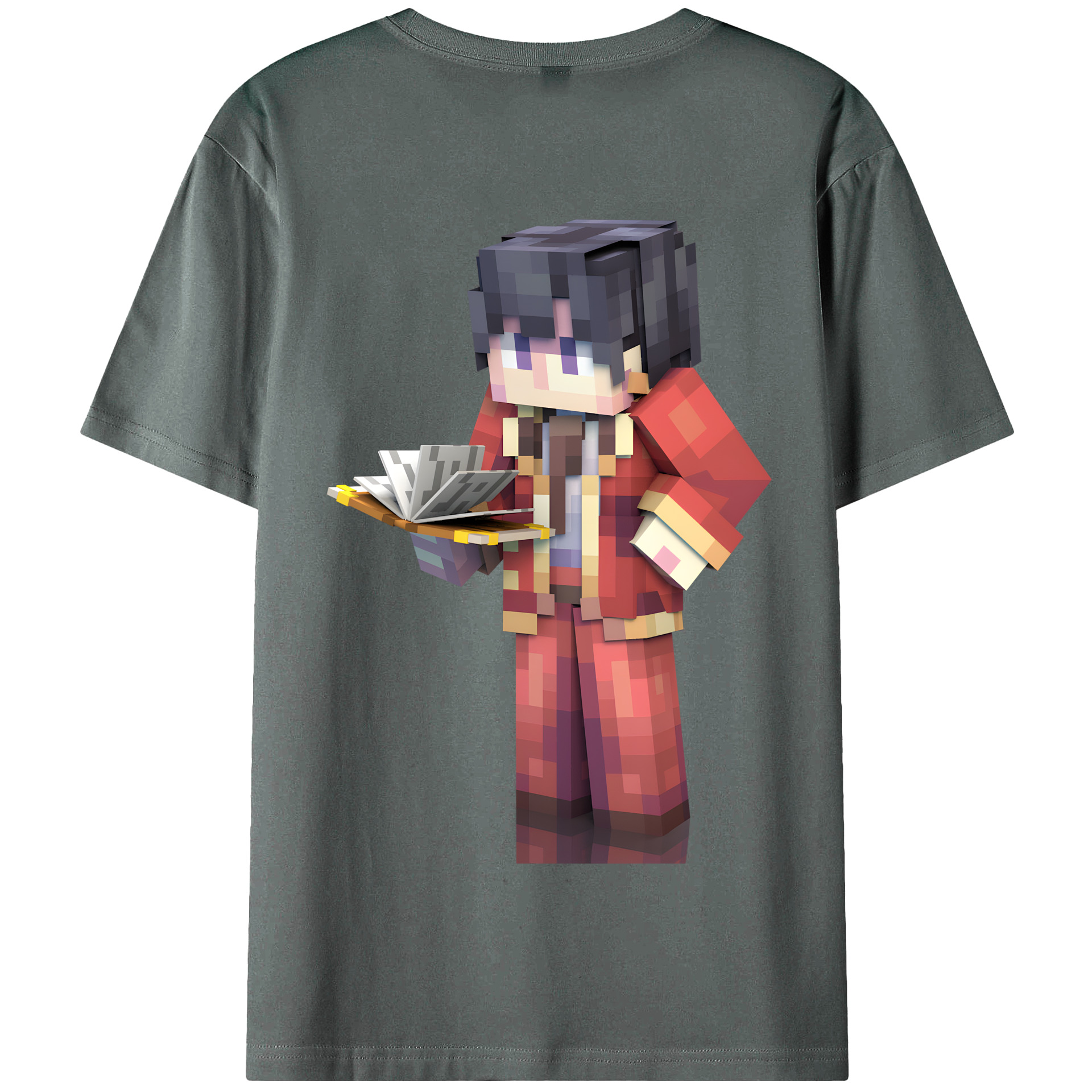 （画像用） マインクラフト ブロックの世界 Minecraft MC Block world 綿100％半袖Tシャツ（背面プリント）